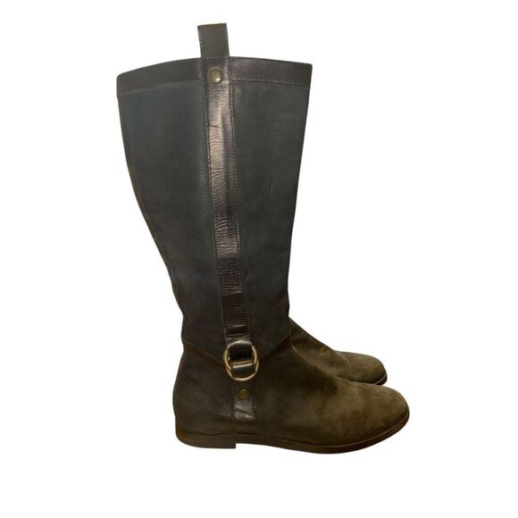 Cole Haan Air Liberty Flat Riding Boot Black Vintage Leather Size 10 - Picture 1 of 8